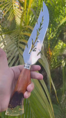 Faca Artesanal Modelo Pluma - Cabo folhas de ouro - Edição Colecionador